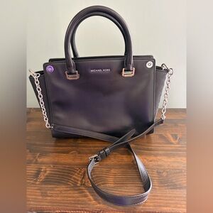 Michael Kors Black 3 in 1 Selma Leather Satchel with Combo Chain & Leather Strap